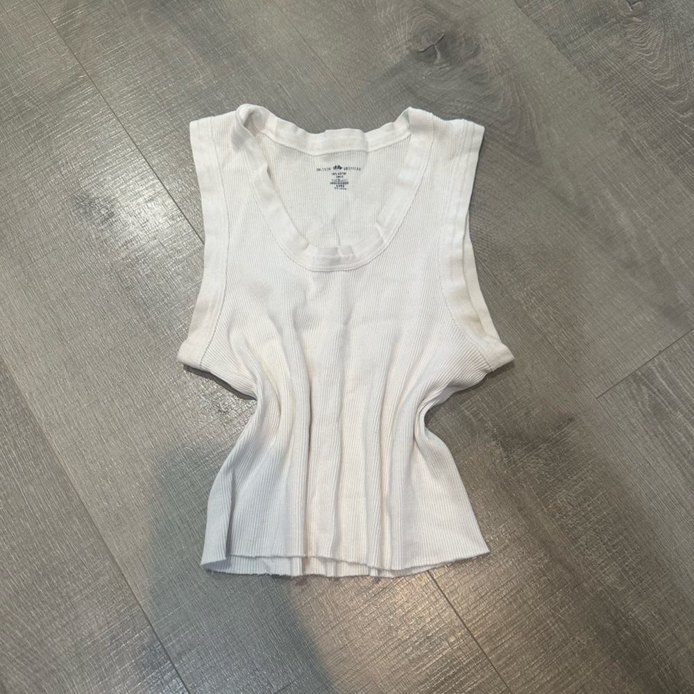 White Women's Ribbed Tank Top